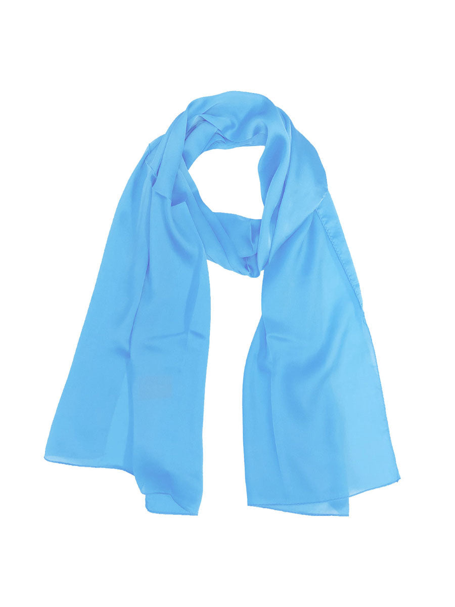 Wrapables Lightweight Silky Satin Solid Colored Scarf (Set of 2), Marigold and Peacock Blue