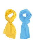 Wrapables Lightweight Silky Satin Solid Colored Scarf (Set of 2), Marigold and Peacock Blue