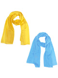 Wrapables Lightweight Silky Satin Solid Colored Scarf (Set of 2), Marigold and Peacock Blue