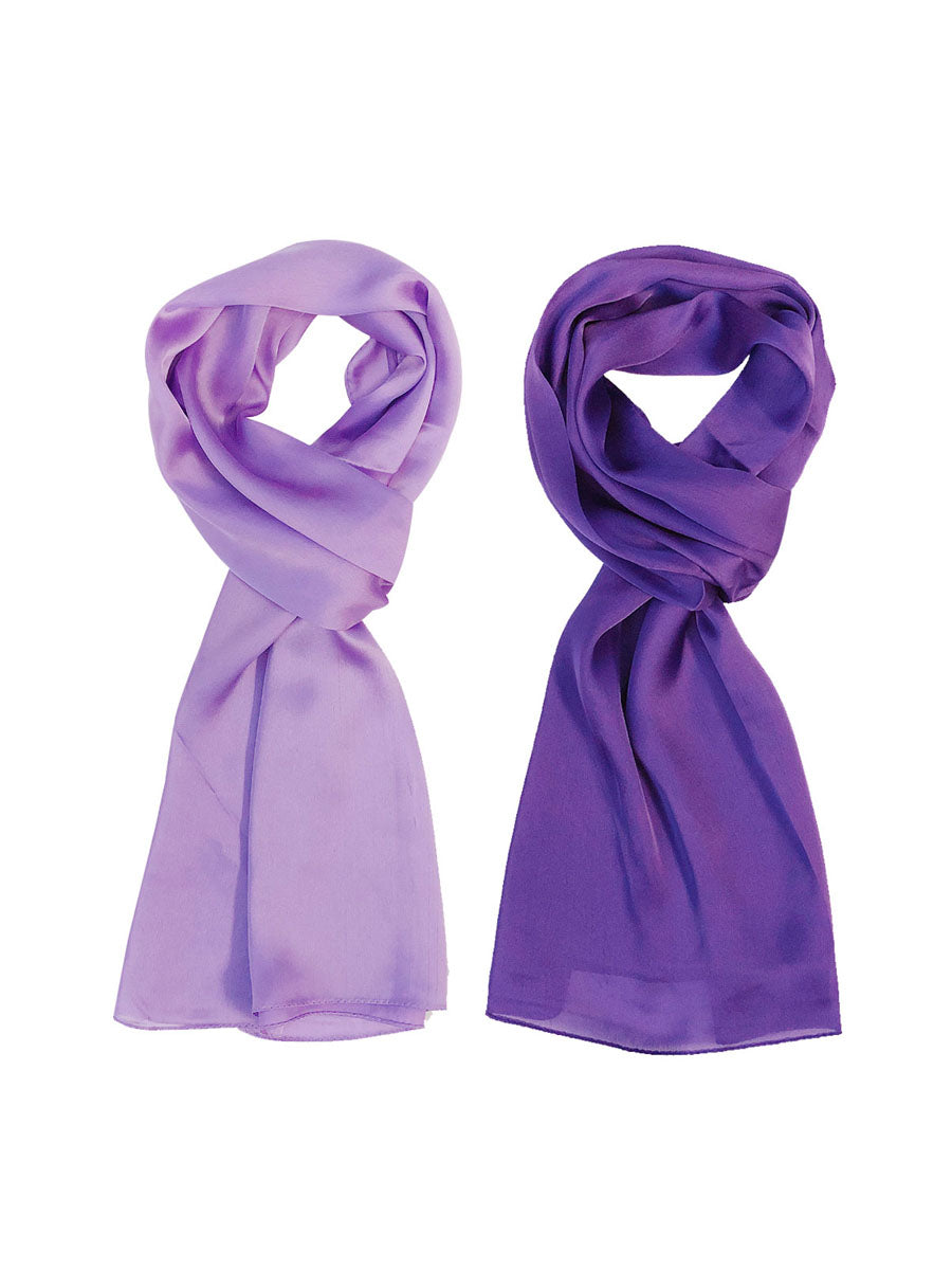 Wrapables Lightweight Silky Satin Solid Colored Scarf (Set of 2), Lilac and Indigo