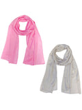 Wrapables Lightweight Silky Satin Solid Colored Scarf (Set of 2), Pink and Taupe