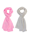 Wrapables Lightweight Silky Satin Solid Colored Scarf (Set of 2), Pink and Taupe