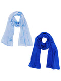 Wrapables Lightweight Silky Satin Solid Colored Scarf (Set of 2), Sky and Midnight Blue