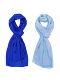 Wrapables Lightweight Silky Satin Solid Colored Scarf (Set of 2), Sky and Midnight Blue