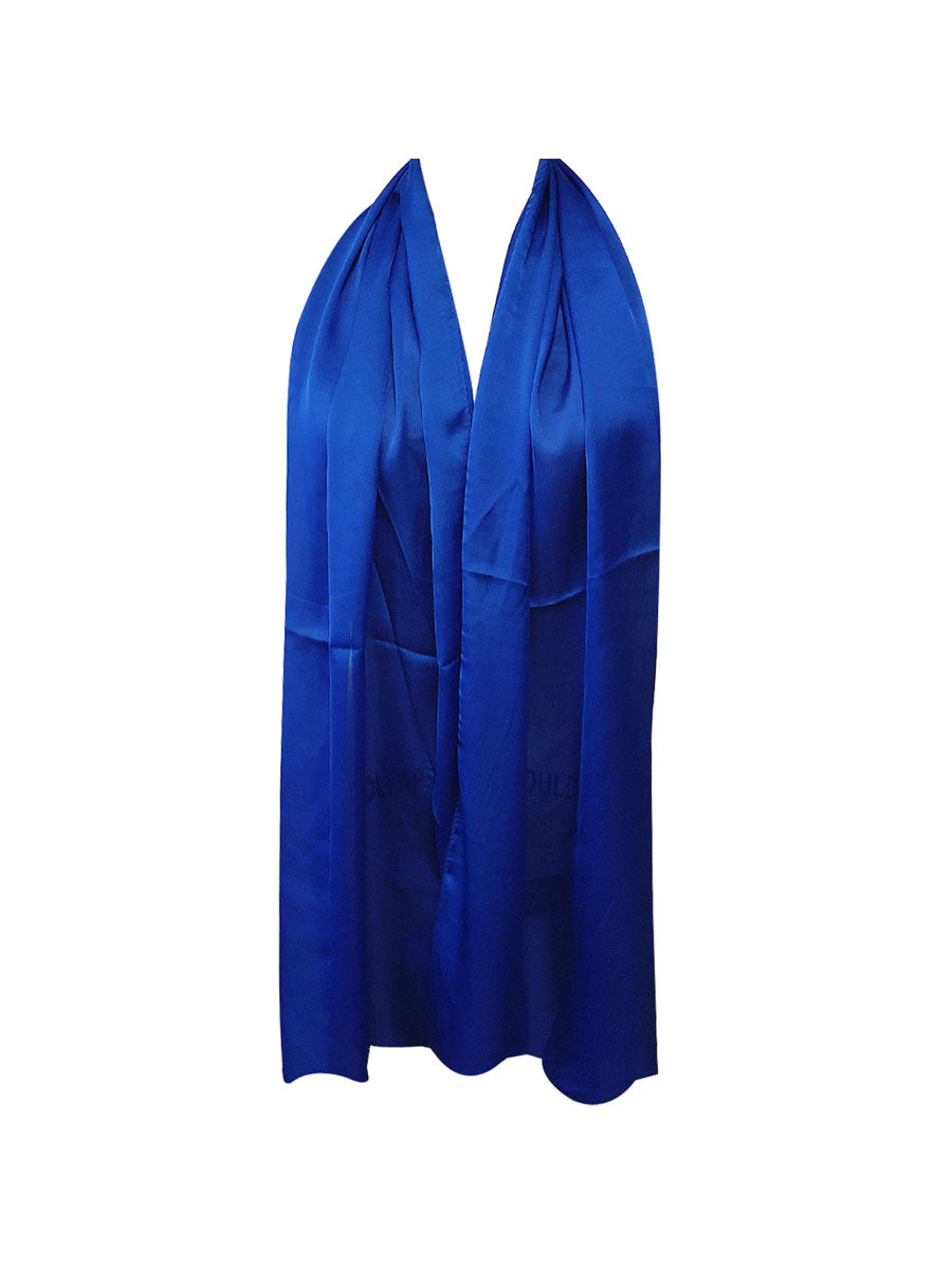 Wrapables Lightweight Silky Satin Solid Colored Scarf (Set of 2), Sky and Midnight Blue