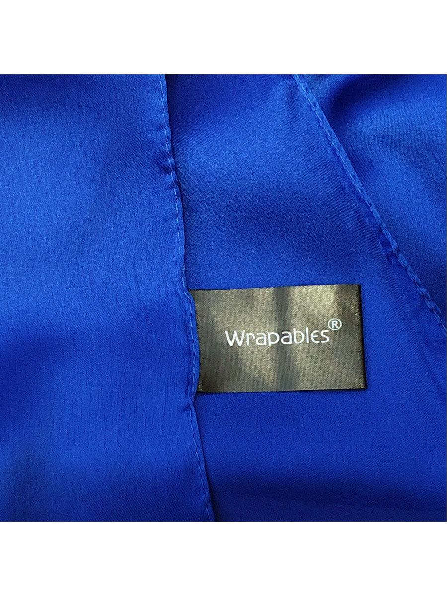 Wrapables Lightweight Silky Satin Solid Colored Scarf (Set of 2), Sky and Midnight Blue