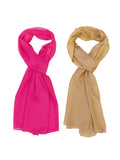 Wrapables Lightweight Silky Satin Solid Colored Scarf (Set of 2), Rose and Caramel