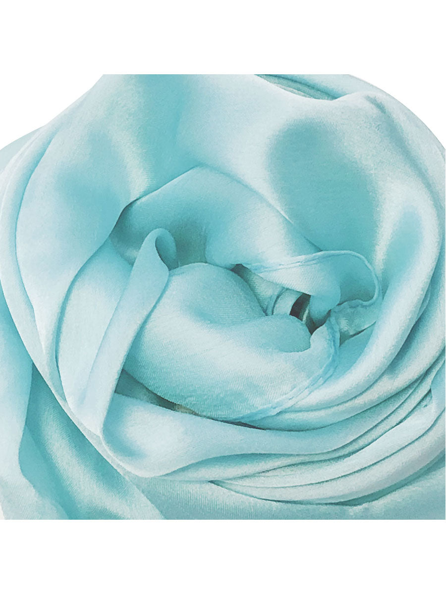 Wrapables Lightweight Silky Satin Solid Colored Scarf (Set of 2), Power Blue and Olive