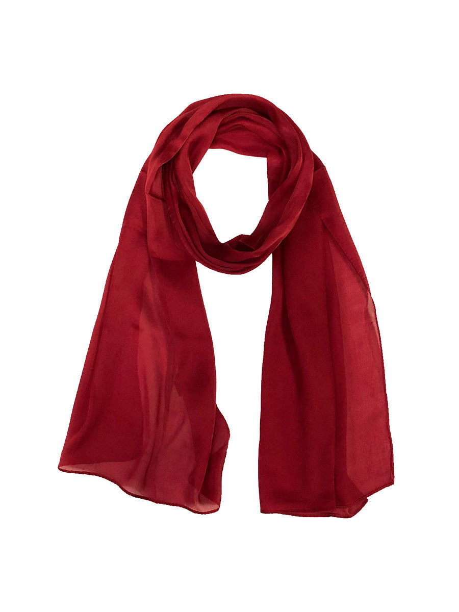 Wrapables Lightweight Silky Satin Solid Colored Scarf (Set of 2), Maroon and Black