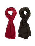 Wrapables Lightweight Silky Satin Solid Colored Scarf (Set of 2), Maroon and Black