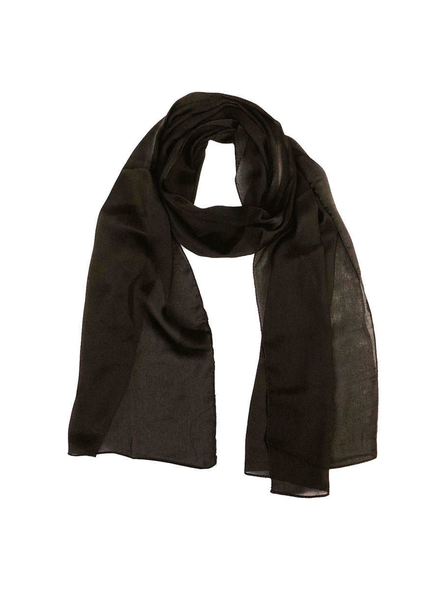 Wrapables Lightweight Silky Satin Solid Colored Scarf (Set of 2), Black and White