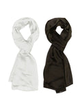 Wrapables Lightweight Silky Satin Solid Colored Scarf (Set of 2), Black and White