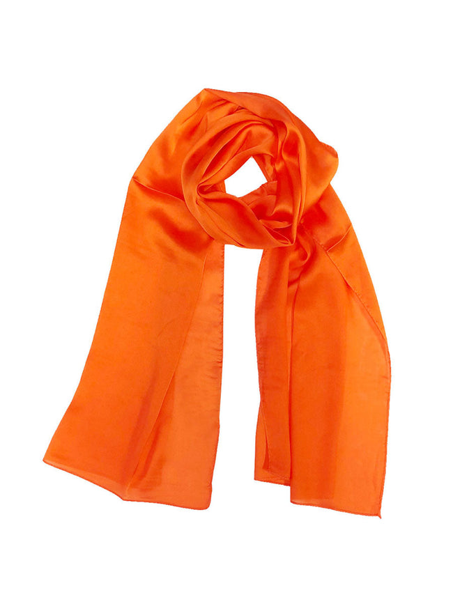 Wrapables Lightweight Silky Satin Solid Colored Scarf (Set of 2), Orange and Black