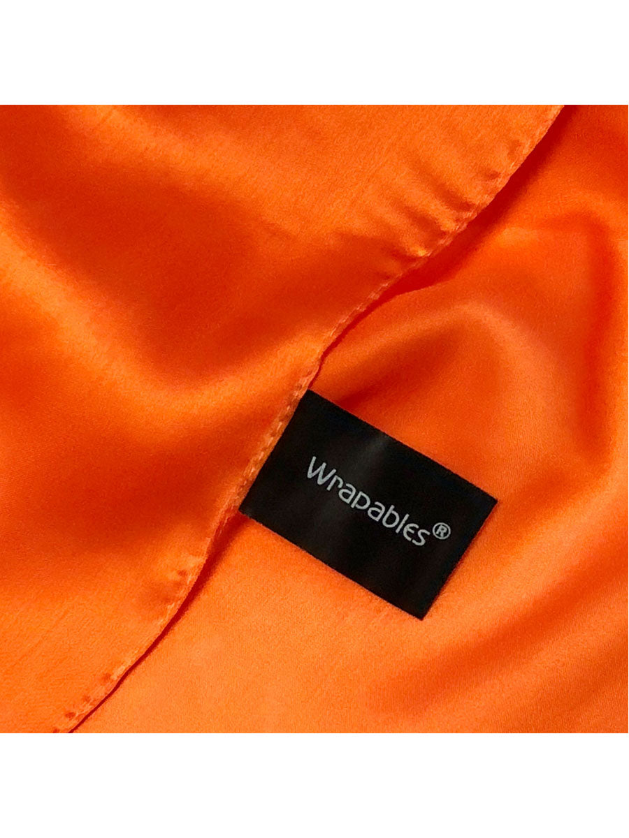 Wrapables Lightweight Silky Satin Solid Colored Scarf (Set of 2), Orange and Black