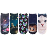 Wrapables 3D Novelty Funny Ankle Socks, Midnight Cats