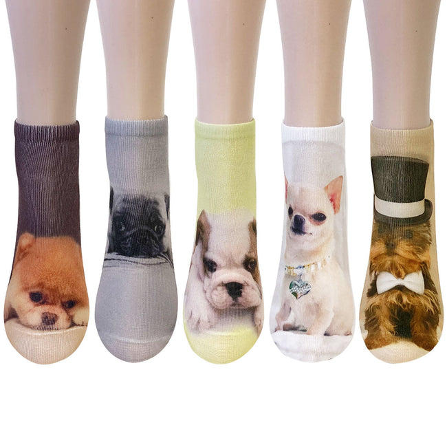 Wrapables 3D Novelty Funny Ankle Socks, Puppy Love