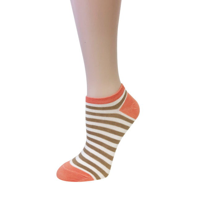 Wrapables Colorful No Show Ankle Socks (Set of 5), Playful Stripes