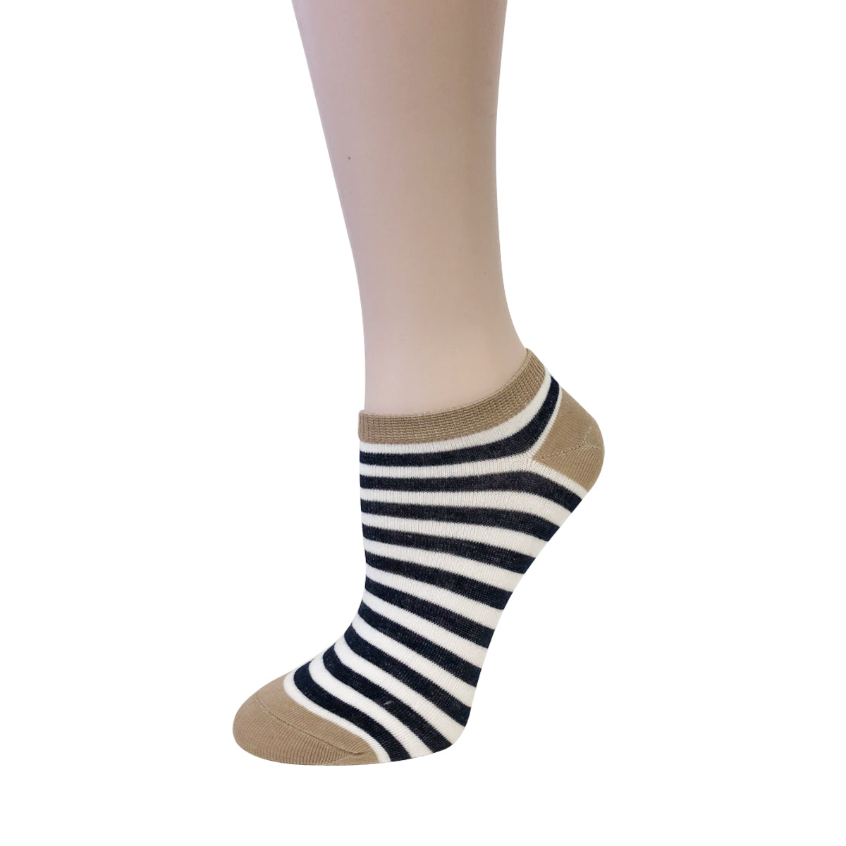 Wrapables Colorful No Show Ankle Socks (Set of 5), Playful Stripes