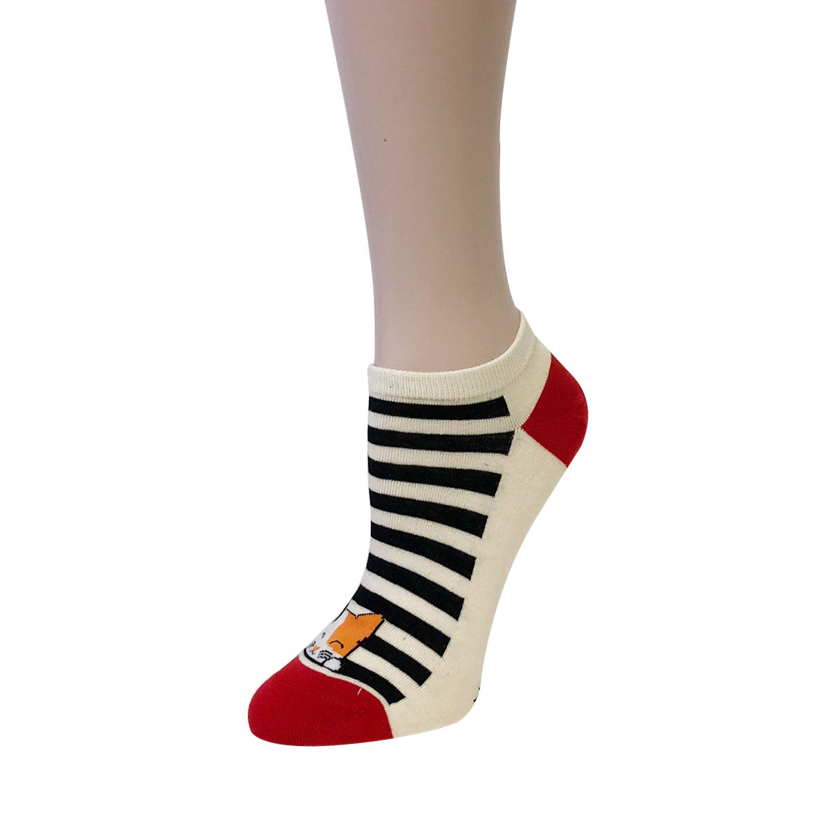 Wrapables Colorful No Show Ankle Socks (Set of 5), Cutie Cat