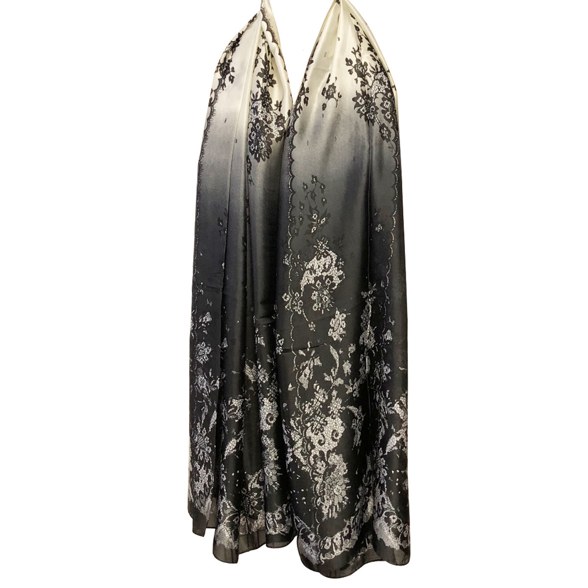 Wrapables Silk Like Satin Polyester Large Scarf Wrap, Floral Lace