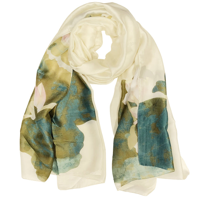 Wrapables Silk Like Satin Polyester Large Scarf Wrap, Lotus