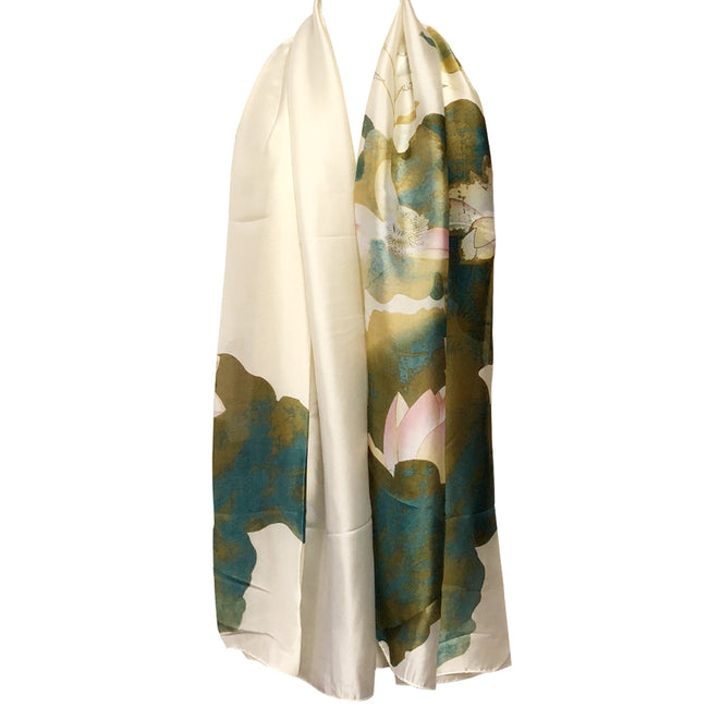 Wrapables Silk Like Satin Polyester Large Scarf Wrap, Lotus