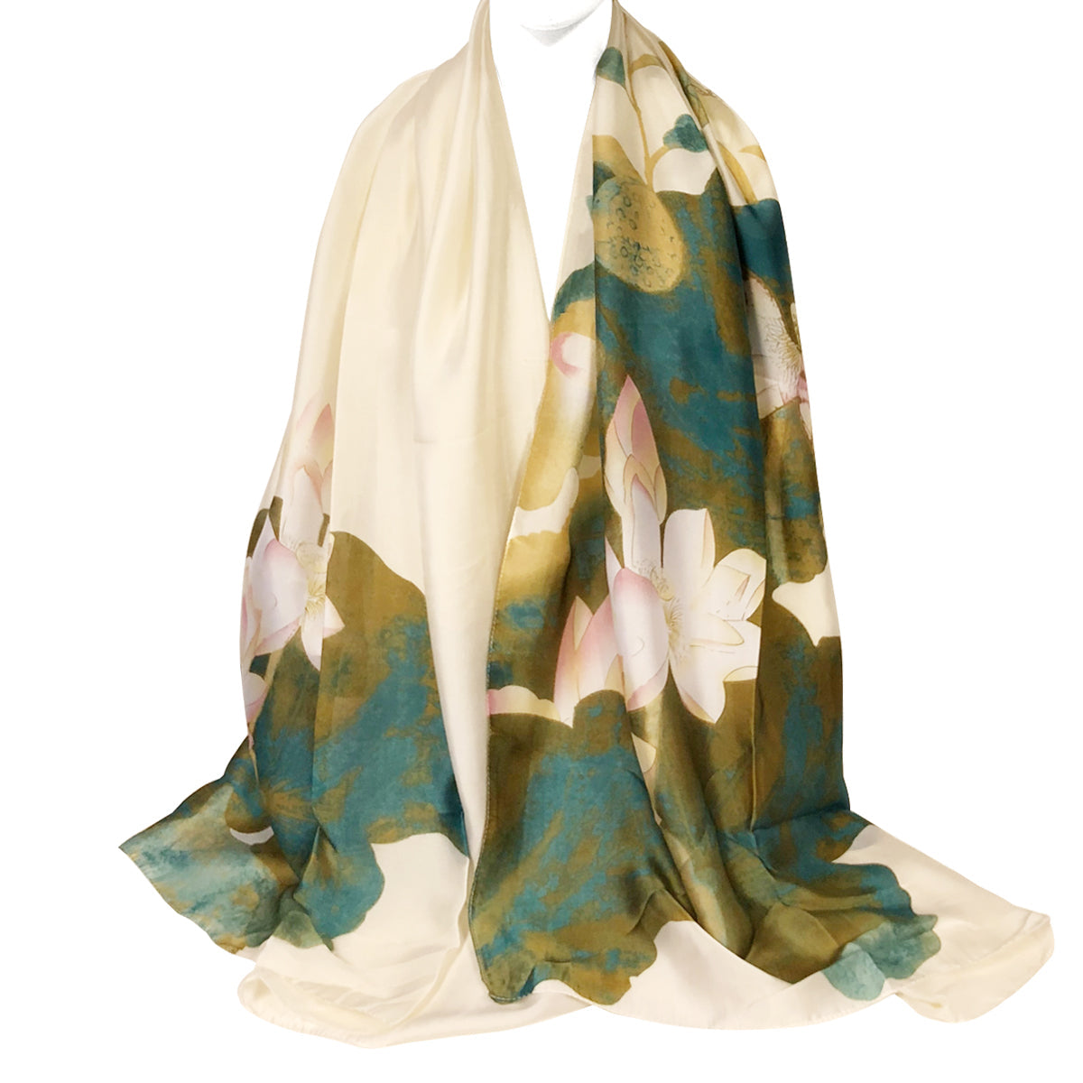 Wrapables Silk Like Satin Polyester Large Scarf Wrap, Lotus