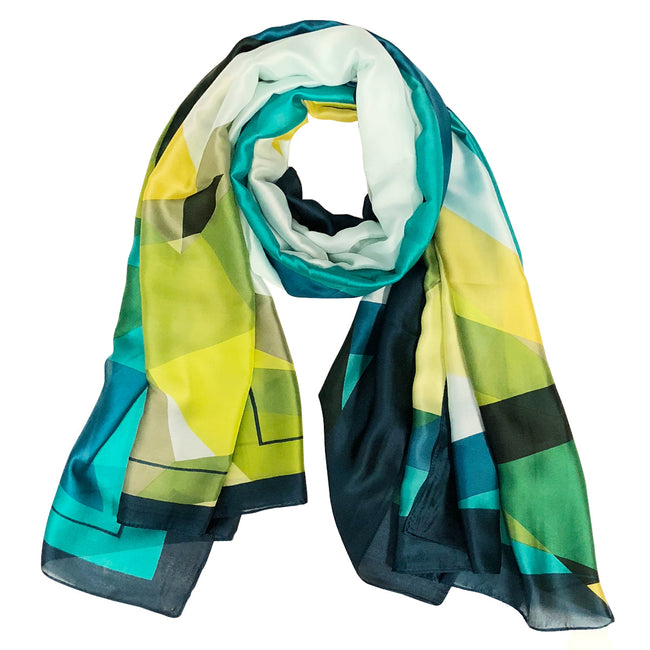 Wrapables Silk Like Satin Polyester Large Scarf Wrap, Green