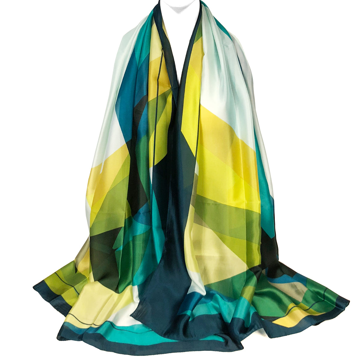 Wrapables Silk Like Satin Polyester Large Scarf Wrap, Green