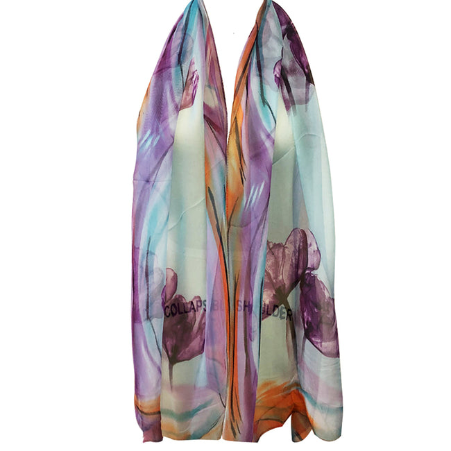 Wrapables Lightweight Sheer Silky Feeling Georgette Scarf, Sky Blue Floral