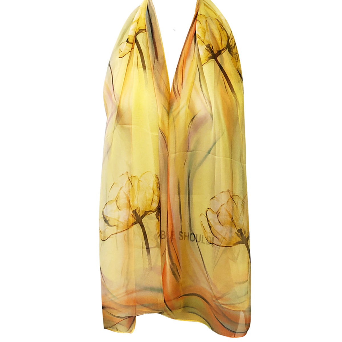 Wrapables Lightweight Sheer Silky Feeling Georgette Scarf, Yellow Floral