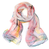 Wrapables Lightweight Sheer Silky Feeling Georgette Scarf, Pink Floral