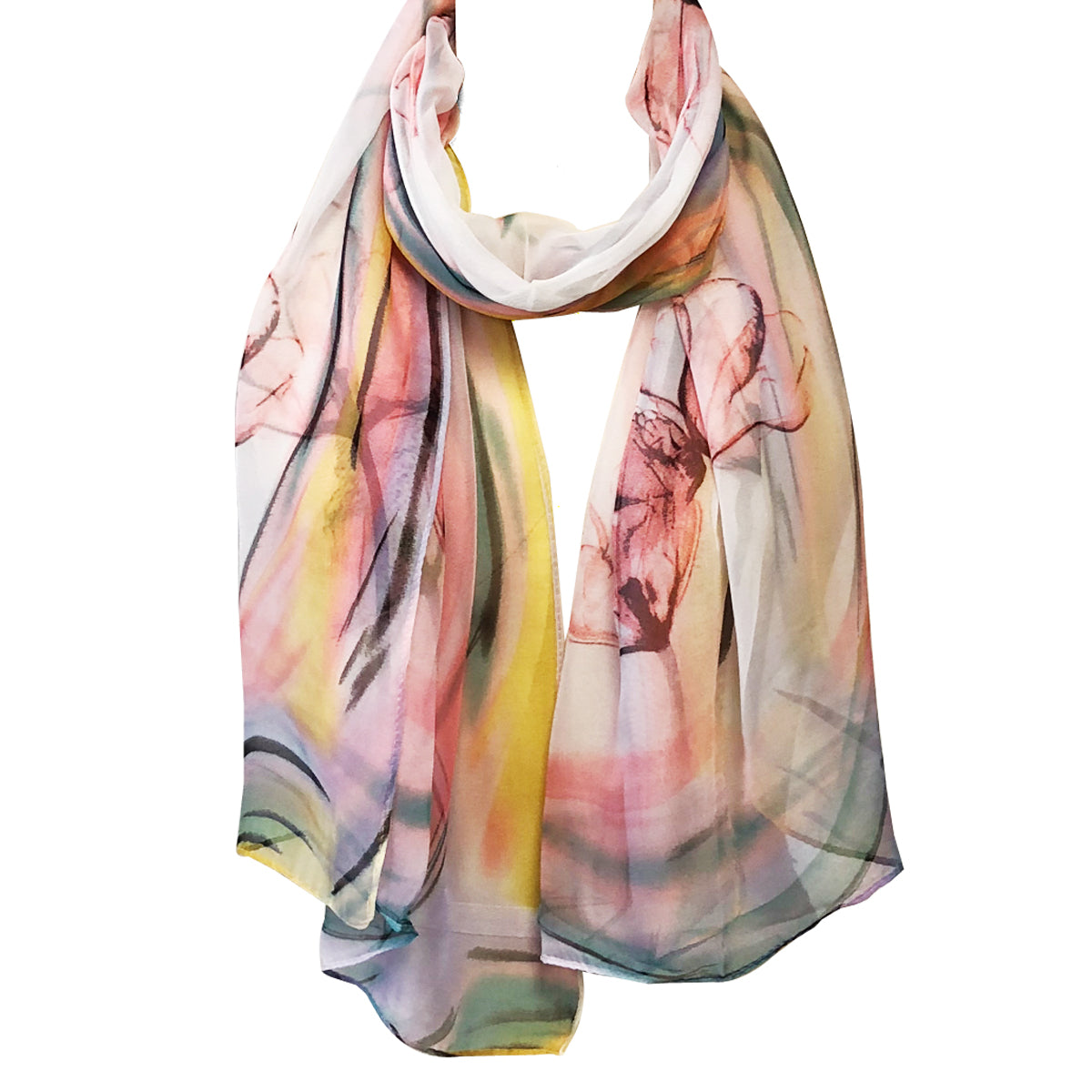 Wrapables Lightweight Sheer Silky Feeling Georgette Scarf, Pink Floral