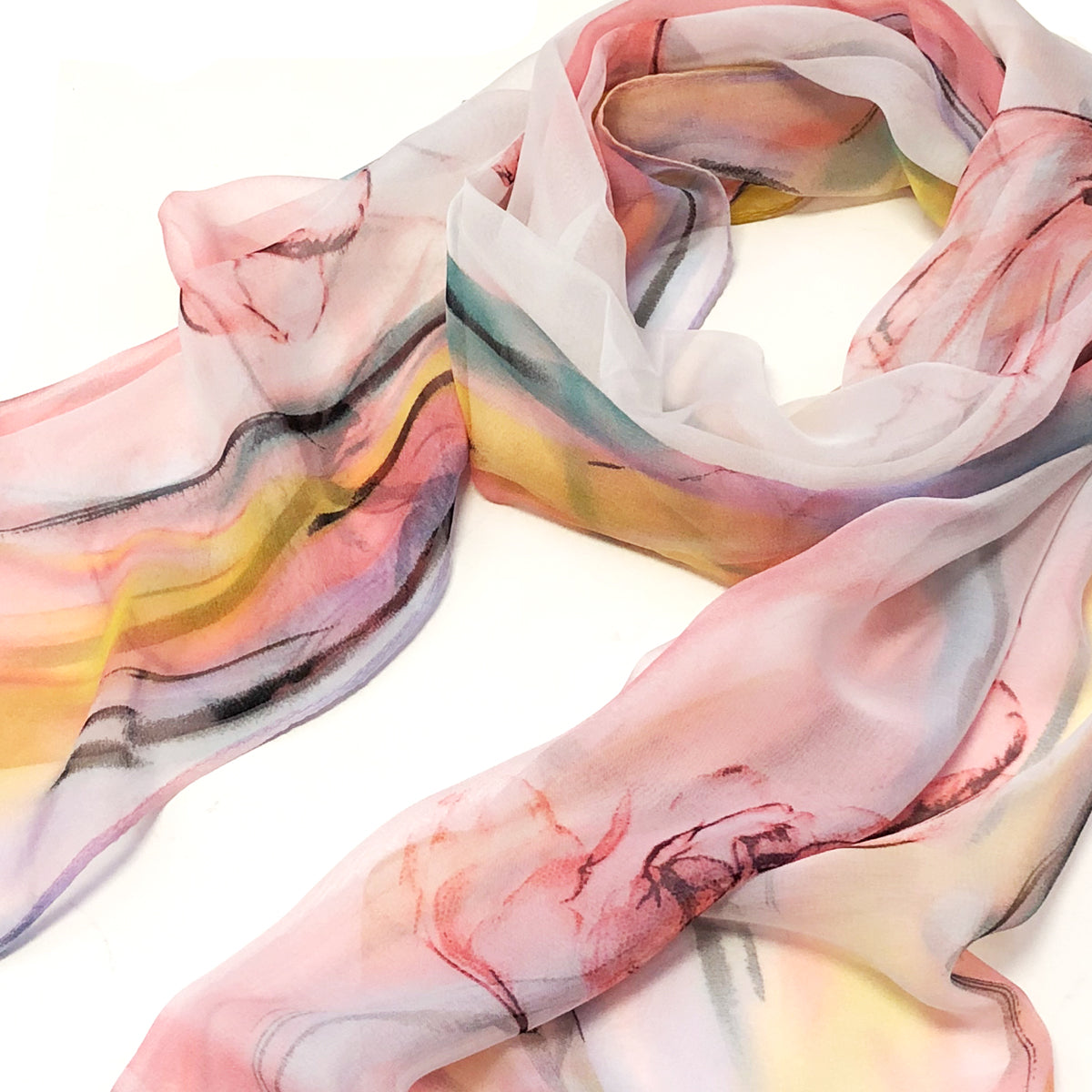 Wrapables Lightweight Sheer Silky Feeling Georgette Scarf, Pink Floral