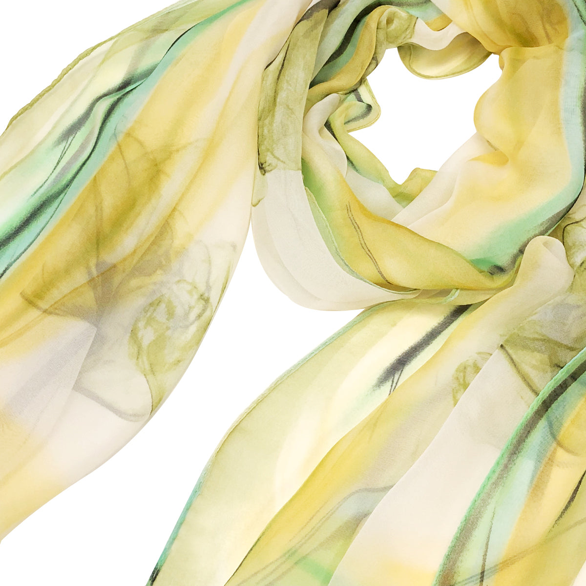 Wrapables Lightweight Sheer Silky Feeling Georgette Scarf, Green Floral