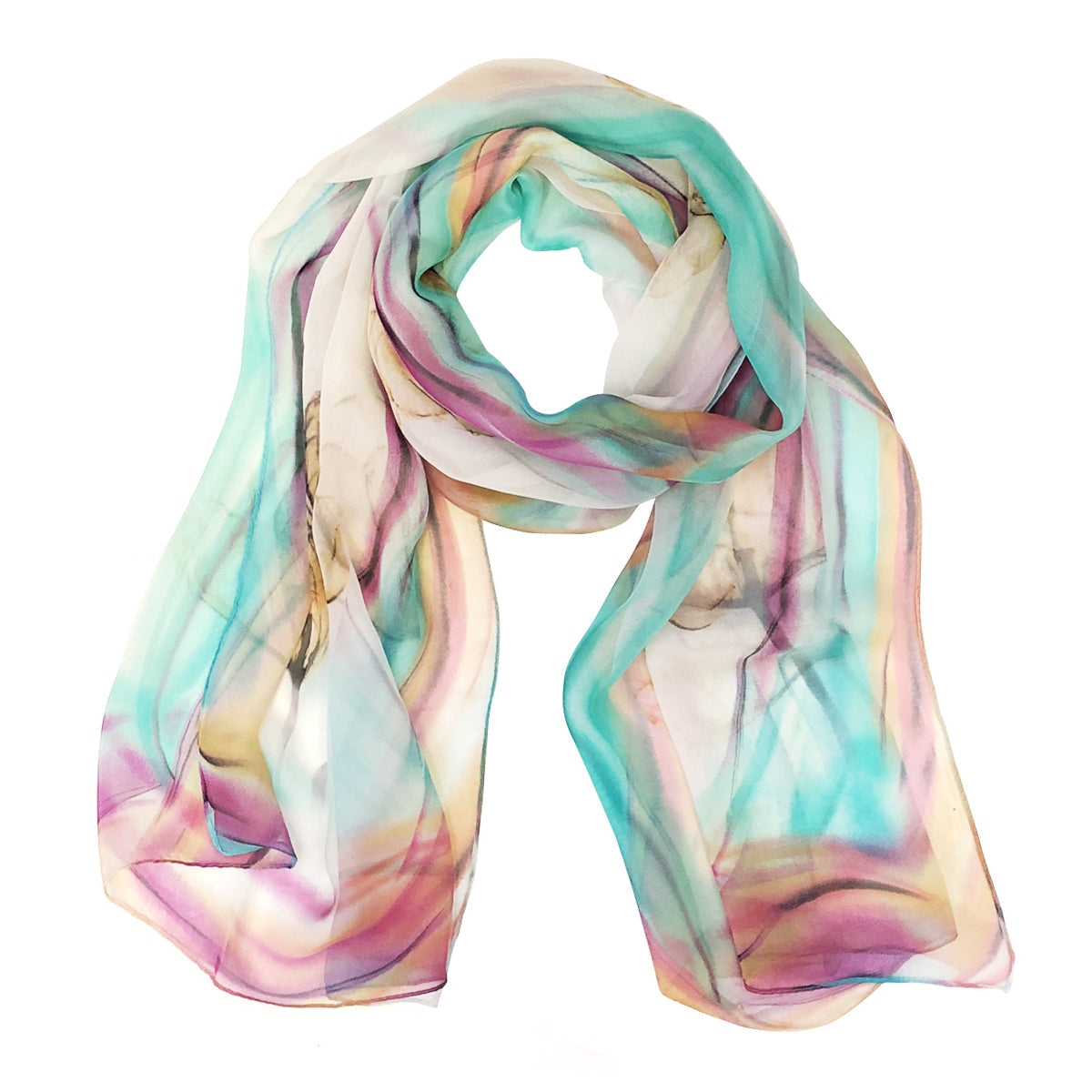 Wrapables Lightweight Sheer Silky Feeling Georgette Scarf, Teal Floral