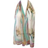 Wrapables Lightweight Sheer Silky Feeling Georgette Scarf, Teal Floral