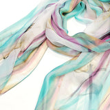 Wrapables Lightweight Sheer Silky Feeling Georgette Scarf, Teal Floral