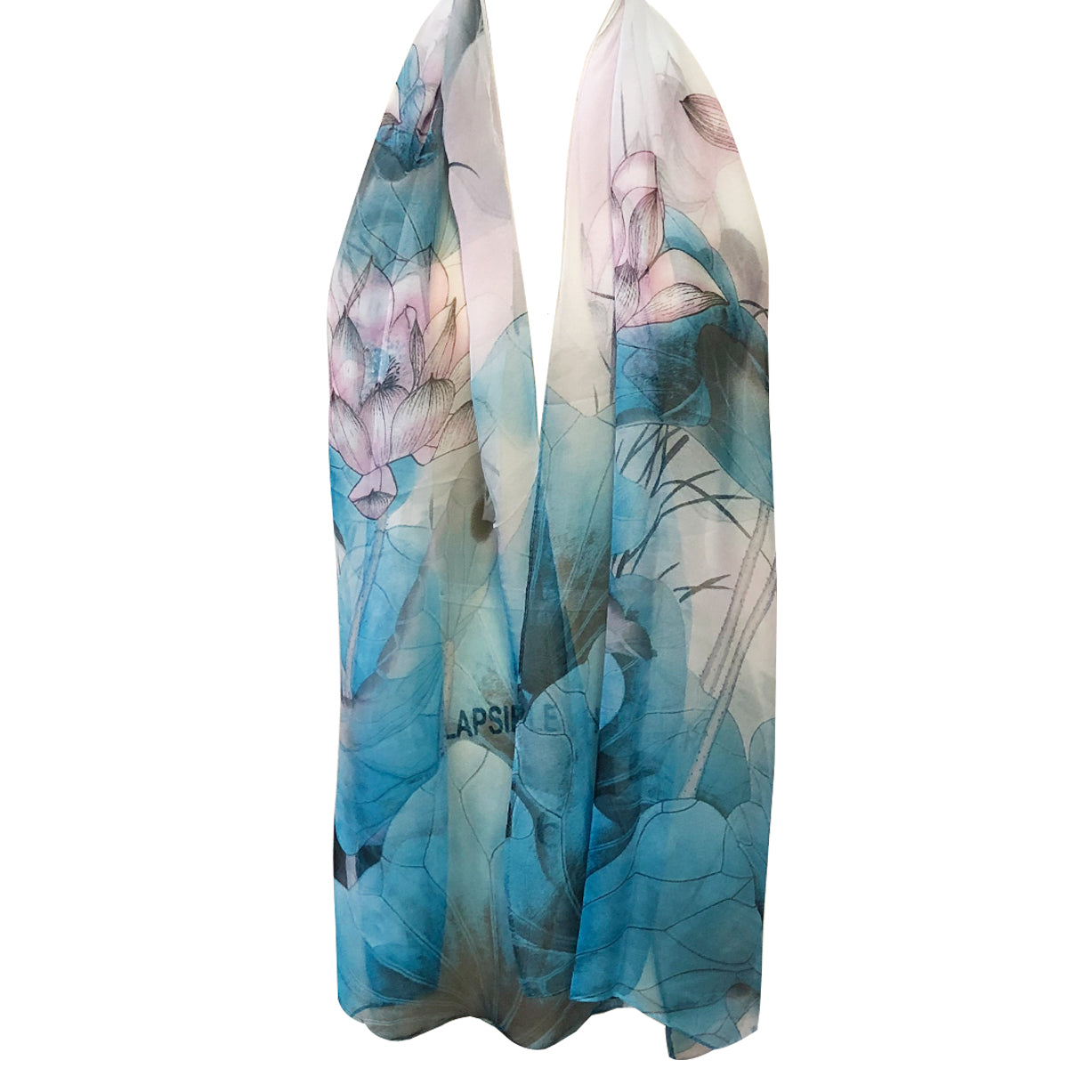 Wrapables Lightweight Sheer Silky Feeling Georgette Scarf, Blue Lotus Flower