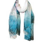 Wrapables Lightweight Sheer Silky Feeling Georgette Scarf, Blue Lotus Flower