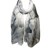 Wrapables Lightweight Sheer Silky Feeling Georgette Scarf, Gray Lotus Flower