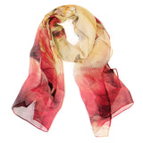 Wrapables Lightweight Sheer Silky Feeling Georgette Scarf, Red Lotus Flower