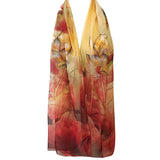 Wrapables Lightweight Sheer Silky Feeling Georgette Scarf, Red Lotus Flower