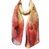 Wrapables Lightweight Sheer Silky Feeling Georgette Scarf, Red Lotus Flower