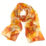 Wrapables Lightweight Sheer Silky Feeling Georgette Scarf, Gold Leaves