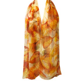 Wrapables Lightweight Sheer Silky Feeling Georgette Scarf, Gold Leaves