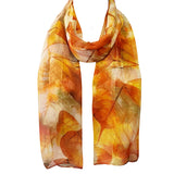 Wrapables Lightweight Sheer Silky Feeling Georgette Scarf, Gold Leaves