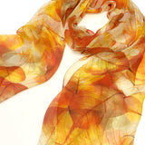 Wrapables Lightweight Sheer Silky Feeling Georgette Scarf, Gold Leaves