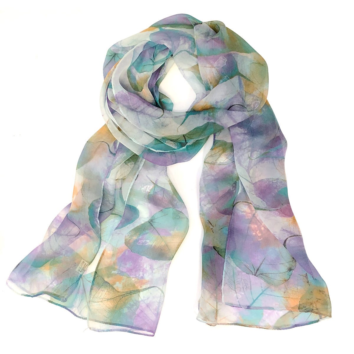 Wrapables Lightweight Sheer Silky Feeling Georgette Scarf, Sky Blue Leaves