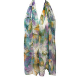 Wrapables Lightweight Sheer Silky Feeling Georgette Scarf, Sky Blue Leaves